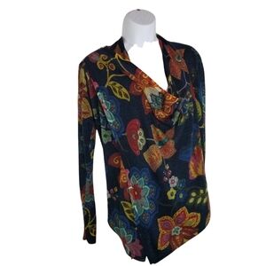 Desigual floral metallic lightweight asymmetrical sweater